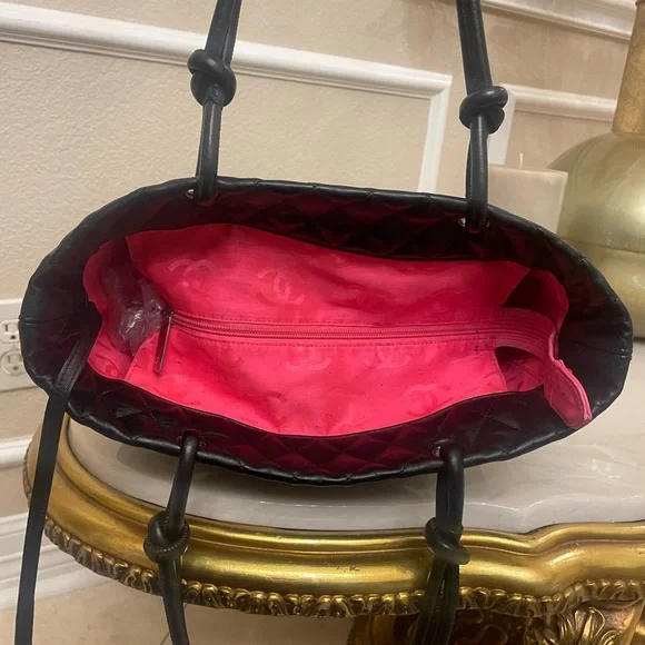 ❤️TRADED❤️Chanel Black cambon shopper tote pink silver dyed painted - Picture 8 of 13